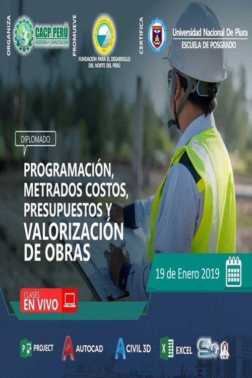 01 DIPLOMADO EN PROGRAMACIÓN, METRADOS, PRESUPUESTOS Y VALORIZACIÓN DE OBRAS VIALES poster